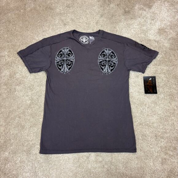 NWT Affliction Aficionados Cross T Shirt Jesse Pinkman Grunge y2k Men Medium - Picture 2 of 9